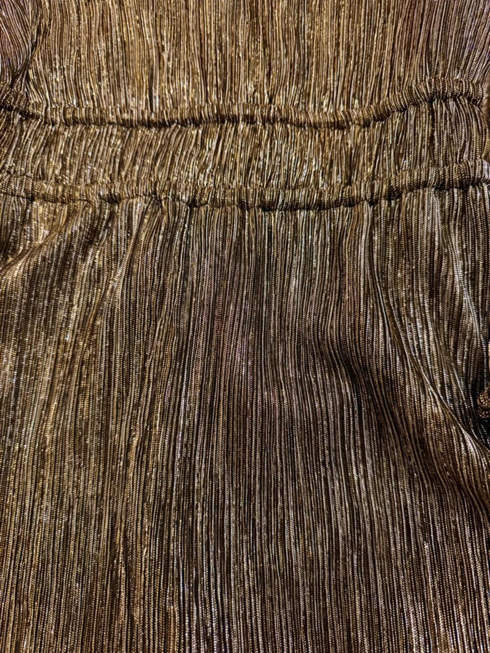 GAP Girls Metallic Gold Pleated Long-Sleeve Dress